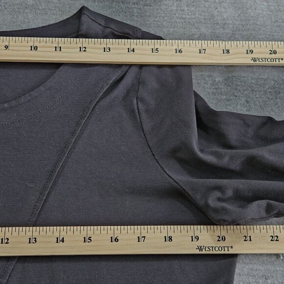 Robert Kitchen Top Womens L Black Tunic LS Round Neck Relaxed Lagenlook Goth - Picture 4 of 12